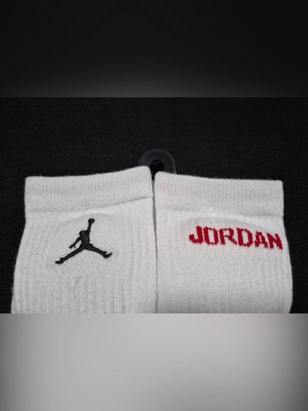 Nike Air Jordan White Crew Socks with Red and Black Logo - 6 Pack